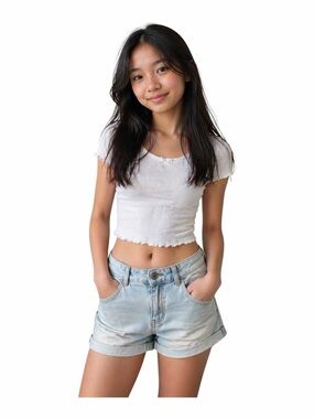 Crazy 8 Girls Shorts Size 16, Light Wash Cuffed Denim, EUC